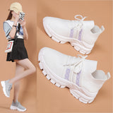2025 New Fashion Flying Woven Mesh Breathable Single Shoes Women's Casual Platform One Foot Pedal Sports Small White