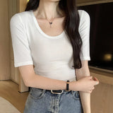 Thin Half-Sleeved T-Shirt Women's Summer 2024 New Fashion Style Design Minority Lazy And Relaxed