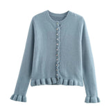 Women's Autumn And Winter New Laminated Wooden Ear Knitted Shirt