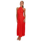 Zingj Summer New Fashion Small Pure And Fresh Shoulder Hanging Neck With Personality Show Back Long Dress
