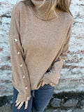 Women's Sweater In Autumn/Winter 2025 Casual High-Neck Button Sweater Knitted