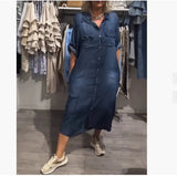 Summer New Women's Fashion Casual Single-D Row Buckle Short-Sleeved Dress