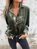 Gold Velvet Shirt 2025 Long-Sleeved Single Buckle With A Loose Bottom Shirt For