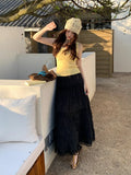 Xixi 2025 Summer New Temperament Thin Lace High Waist Skirt French Large Swing Cake Skirt