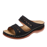 Large-Size Car Line Slippers 2025 New Women's Round Head Comfortable Slippers Slope Retro Cool