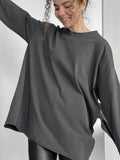 Thread Cuffs Pure Cotton T-Shirt Women 220G Knitted Loose Long-Sleeved Top Hot Ins