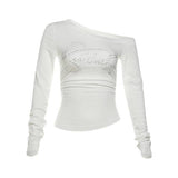 Sales Of 100,000] Trendy Letter Scald Collars With Long-Sleeved T-Shirt Girls Folded Thai Hottie