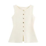 Women's 2025 Summer New Fashion Street Single-Dnecked Sweater Vest