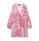 New Quilt Printed Loose Mini Dress