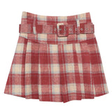 S-2XL With Belt ~ Lattice Hair Of The Hundred Folded Skirt High Waist Anti-Light Small A-Word Skirt