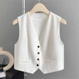 Zingj Vest Women's Vest Outside The New 2024 Autumn White Slim Sleeveless Short Vest Jacket