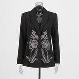 Temperament Suit 2025 Autumn New Fashion Niche Splicing Nail Drill Flower Senior Sense Blazer
