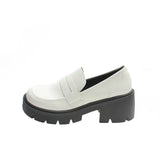 English Wind With Jk Small Leather Shoes Women Round Head With Thick Soles Students With Skirts Two Wearing Lef