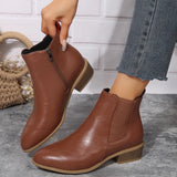 Women's Boots New Square With Large Size Women's Boots Velvet Fashion Boots Side Zippered Tips Short