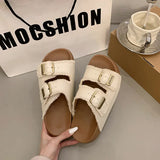 Tuxedo Women's Summer Wear 2025 New Belt Buckle Boken Shoes Holiday Beach