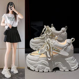 Dad Shoes Women's Breathable 2025 New Spring Mesh Sneakers Loose Cake Thick Bottom 8 Cm To Increase Women's