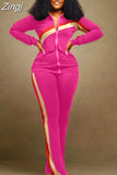 Winter Two Piece Set Women Tracksuit Zipper Stand Collar Jacket Tops Pants Suits Set Fashion Patchwork Two Piece