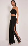 Side Large Slit Straight-leg Trousers Sexy