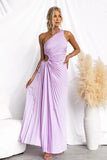 Zingj Spring And Summer Elegant Folding Dress Single Shoulder Waist Hollow Dress