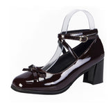 Jane Coarse Heels Spring 2025 New Single-Shoe Women's One-字 Buttoning Square Head French Retro High