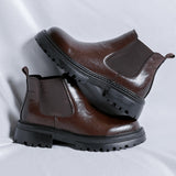 Zingj British Style Round Head Thick Bottom Martens Men's 2024 New Single Shoe Thick Heel Chelsea Boots