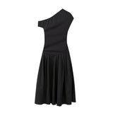 New High-Rise Slim Slim Solid Color Asymmetric Long