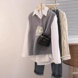 Style Embroidery Design Sense Coat V Collar Knitted Sweater Comfortable Sleeveless Vest New Waistcoat Shows Thin