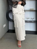 Detachable Two-Wear Work Dress Women High Waist Thin Multi-Pocket Design Fashion Trend