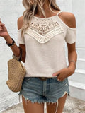 And Summer 2025 New Lace Splicing Design Knitted Sling Strap Strap T-Shirt