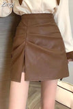 Waisted Skirts Women Fall Retro Ulzzang Slim All-match Faldas Friends Office Lady Clothing Simple Pure Party Mini