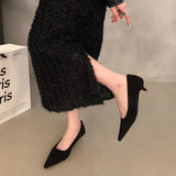 Small Thin Velvet Single Shoes Women's Shoes 2025 Autumn And Winter New Temperament With French Pointed High-Heeled