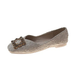 Head Flat Sole Women's Evening Wind Gentle Women's Spring And Autumn Soft Bean Shoes Shallow Mouth Water Drilled Pregnant Women's