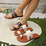 Summer New Set Of Toe Slippers Korean Version Of Leisure Cool Drag Flat Bottom Large Beach Women's
