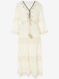 Maxi Dress Women Summer Beach Holiday White Wedding Dresses Ladies Retro V Neck Long Dress Boho Sundress Robe