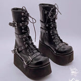 New Punk Belt Buckle Bottom Side Pull Short Boots Women's Large Size Women's
