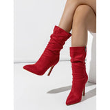 Short Boots Naturally Wrinkled With Pointed Fashion Street