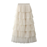 Yarn Half Skirt Long Girl 2025 New Spring And Autumn Super Fairy Layer Cake Skirt Skirt Over The Knee Dress