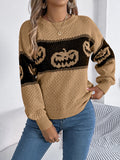 And Winter Live Halloween-Themed Pumpkin Head Bumpy Long-Sleeved Sweater Women's