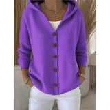 Knitted Hooded Sweater Button Open Shirt Jacket Autumn And Winter New Solid Color Casual Fashion