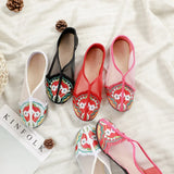 Zingj Flat Shoes Summer Candy Color Embroidered Cloth Shoes Organza Women's