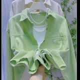 Sweet Little Solo Collar Shirt Women's Spring And Autumn Korean Version Of Loose Casual Shirt Top Short