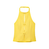 Women's ZA Summer New Bow Ornament Hanging Neck Vest Skirt