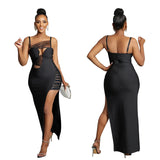 Zingj Fashion Women's Solid Color Mesh Hollow-Out Bandage Long Skirt