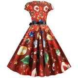 Christmas Women Summer Short Sleeve Elegant Vintage Xmas Party Dresses Robe Femme Casual Vestidos with