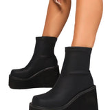Size 2025 Spring And Autumn Thick Bottom Square Head Casual Elastic Boots Short Boots Fashion Boots Martin Boots Women's