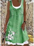 Sleeveless Stitching Printing Casual Dress