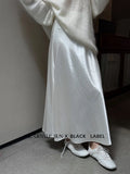 Xixi 2025 Autumn New Black Standard Temperament High-Waist Acetate Fascination Skirt Half-Faced Skirt Women