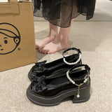 Zingj Mary Jane Single Shoes Female 2024 Spring New Fashion Sweet Thick Bottom Shallow Mouth With Skirt Thick Heel Small Leather Shoes-Outfit