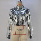 Zingj Women's Fall / Winter 2024 Fashion PU Metal Coleck Zip Coat Ladies Leather Jacket