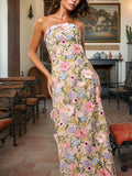 Fashion Heavy Industry Dress Women 2025 Summer New Temperament Elegant Wind Flowers Embroidery Design Long Bag Of Hip
